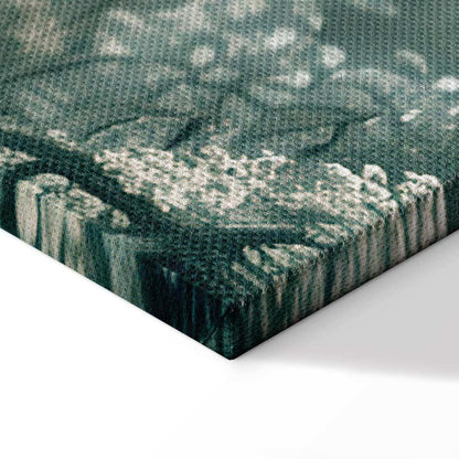 Leinwandbild - View of the Park and Lake Retro Vintage Landscape in Greens