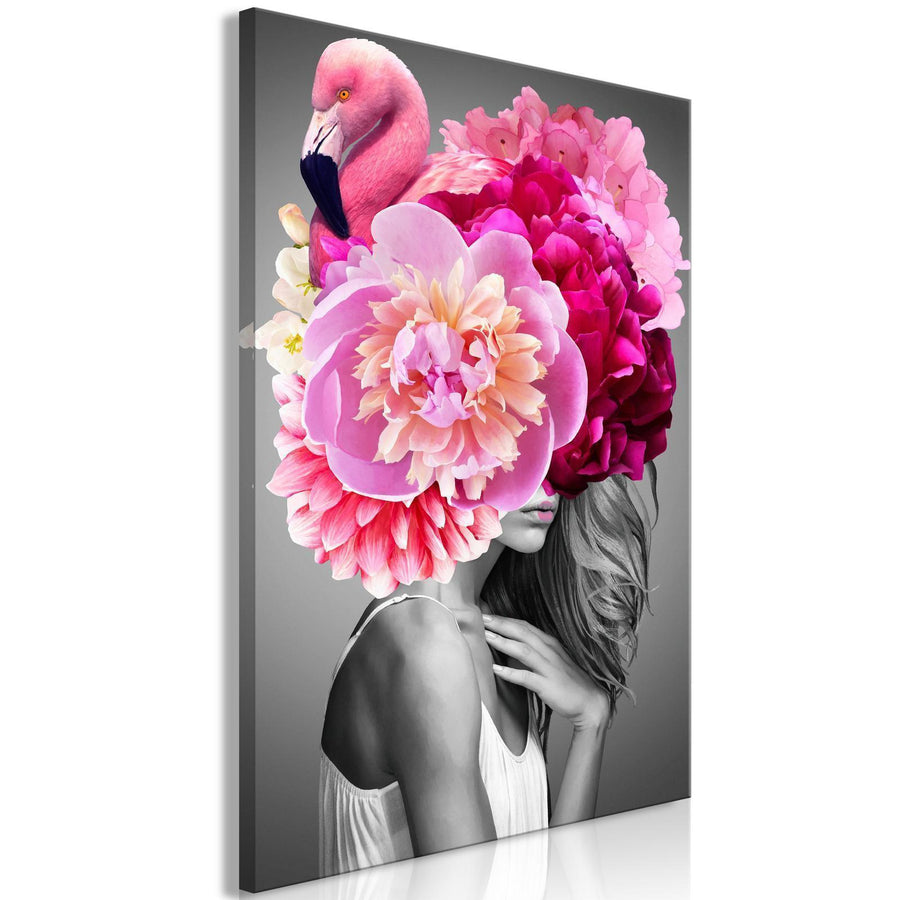 Leinwandbild - Flamingo Girl (1 Part) Vertical Artgeist