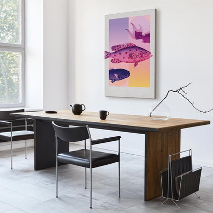 Leinwandbild - Fish in Pastels - Stylized Fish Against Gradient Shapes