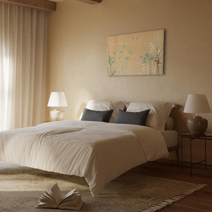 Leinwandbild - Tiny Bird - Colorful Grasses in Golden Shades of Sunset