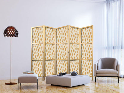 Japanischer Paravent - Drawn Pattern in Dots and Spots - in Shades of Orange and Ecru Artgeist