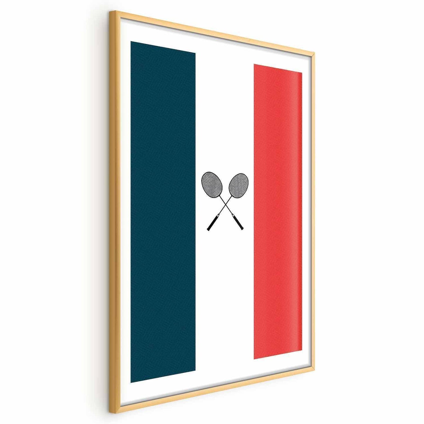 Poster - French Flags and Black Badminton Rackets