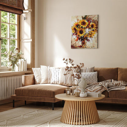 Malen nach Zahlen - A vase with a bouquet of sunflowers