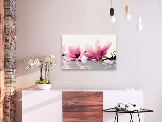 Malen nach Zahlen Magnolia White Background Geschenk - zartes Magnolien-Motiv für kreative Entspannung