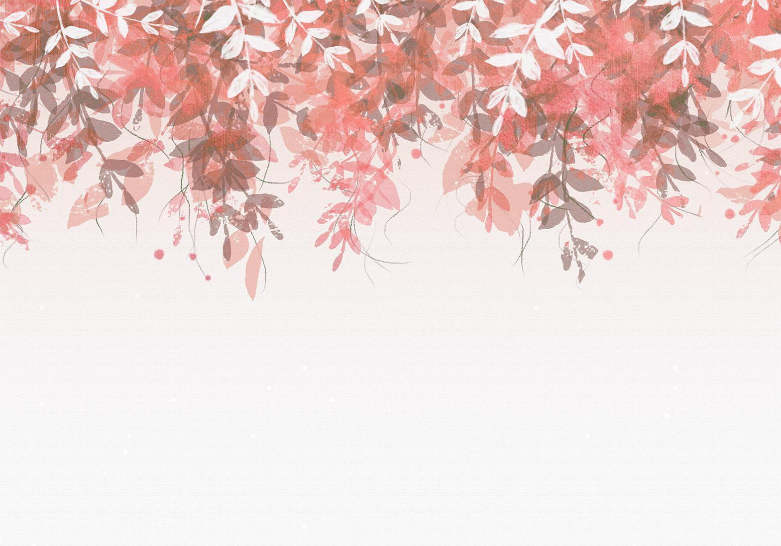 Elegante Wandtapete rosa Ranken - Premium Fototapete Vegetation Design