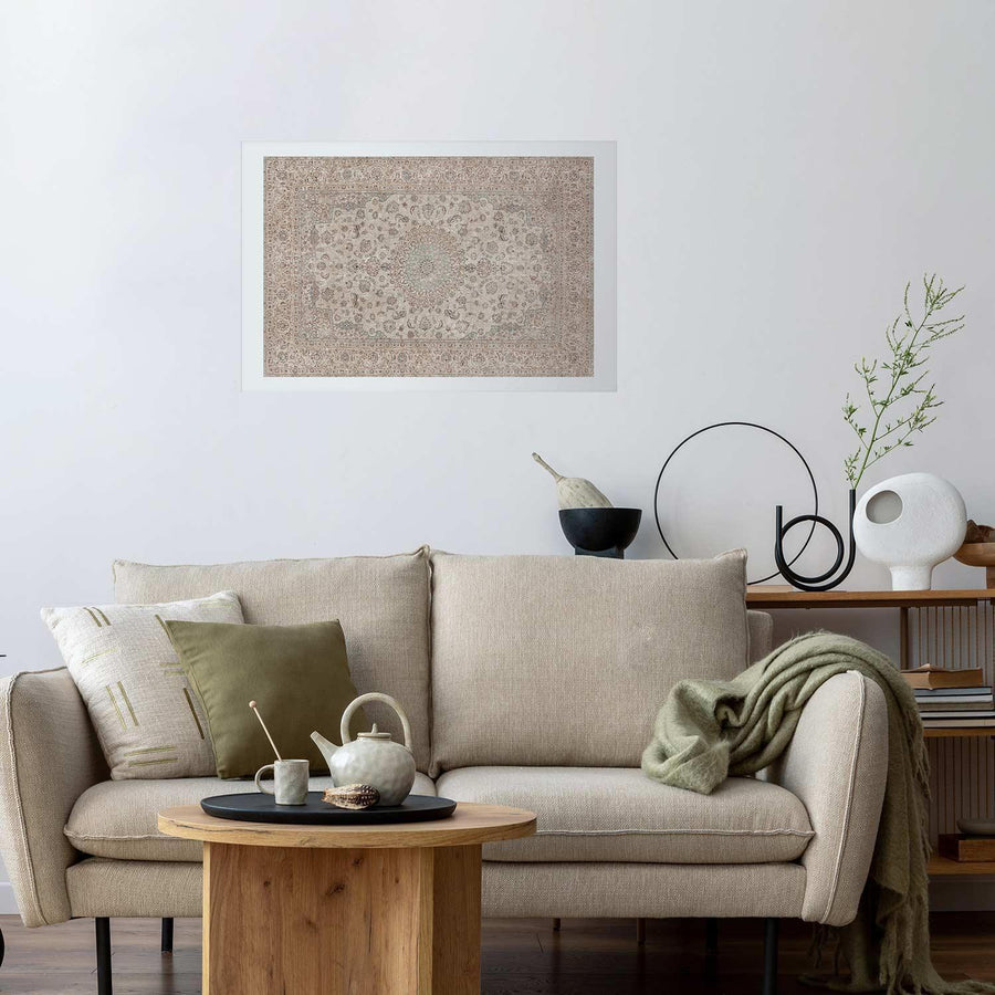 Poster - Sand Carpet - Worn Persian Rug with Rich Ornamental Motifs Artgeist