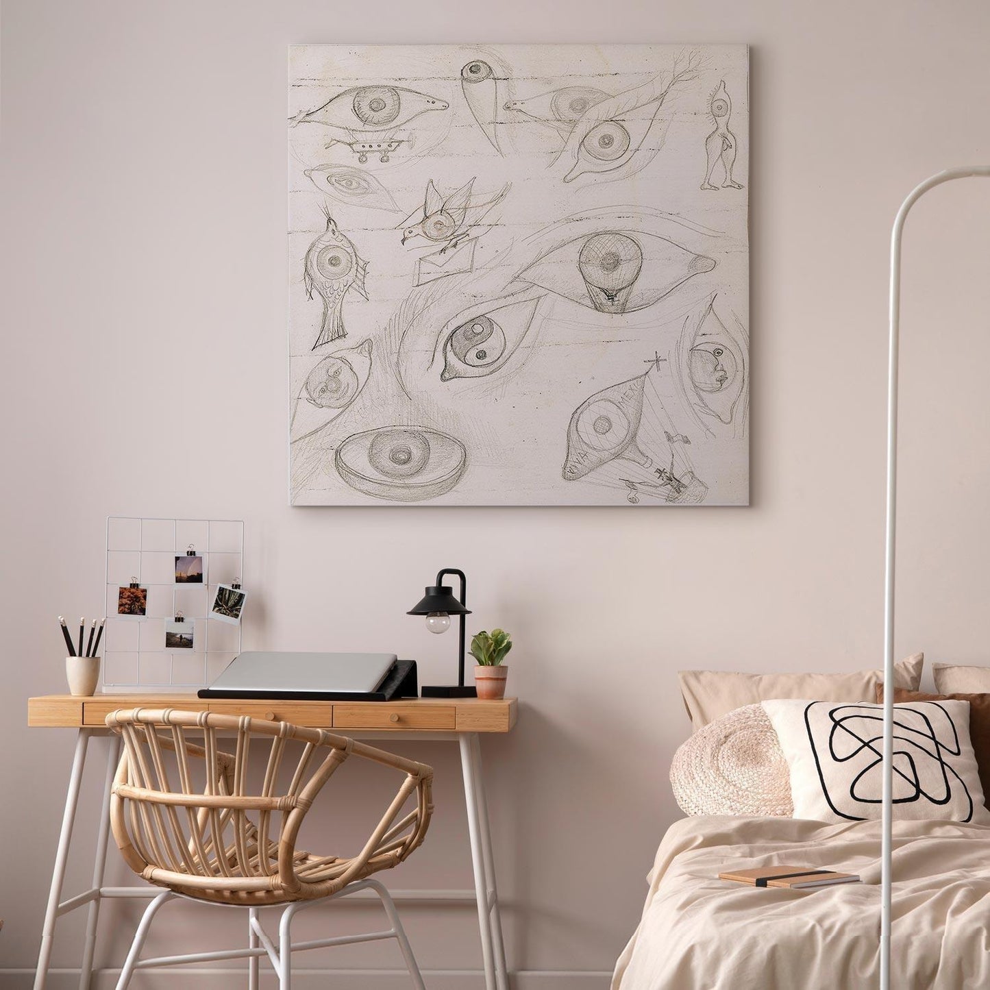 Leinwandbild - Frida Kahlo – Drawing of Eyes