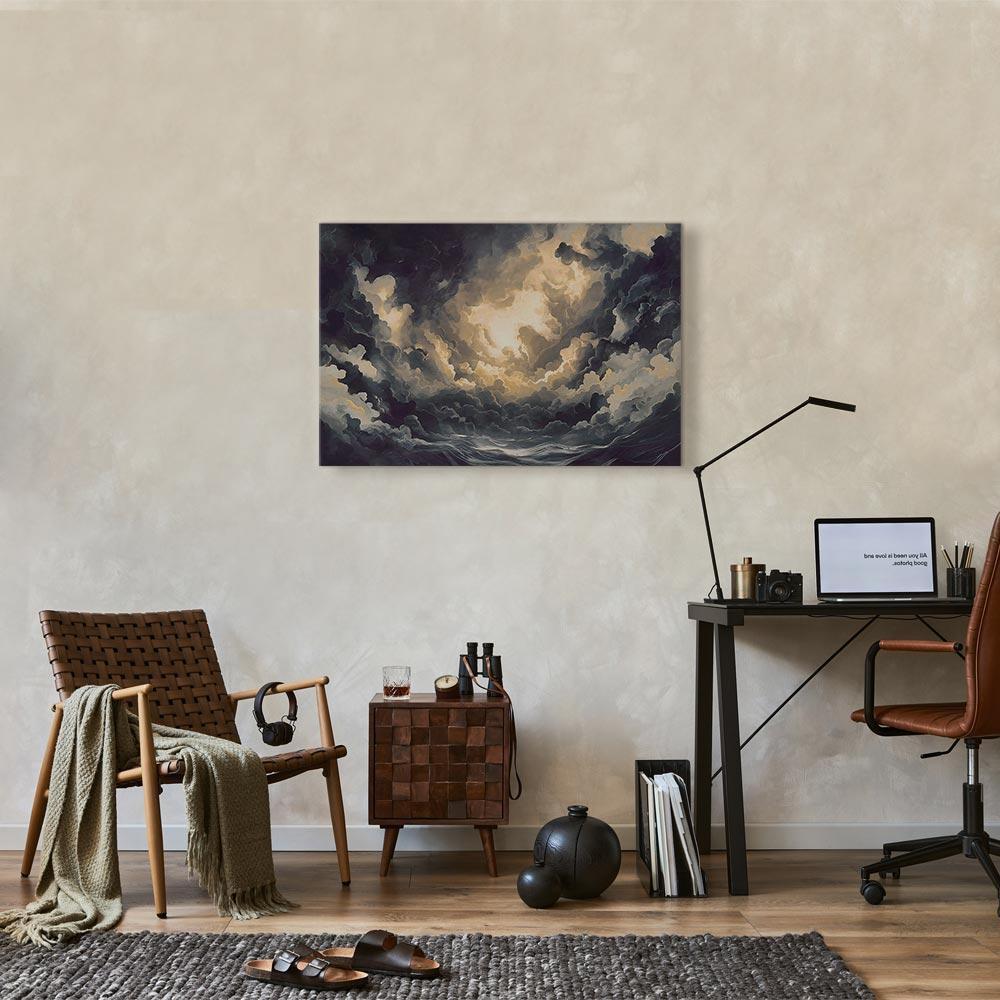 Leinwandbild - Epic Light Play: The Sun Battling for Dominance Over the Clouds