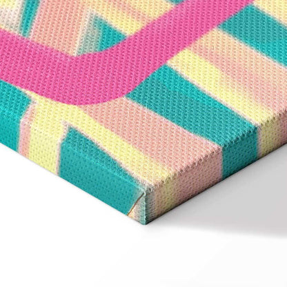 Leinwandbild - Pink Flamingo - Abstract Flamingo Against Palms and Ice Cubes