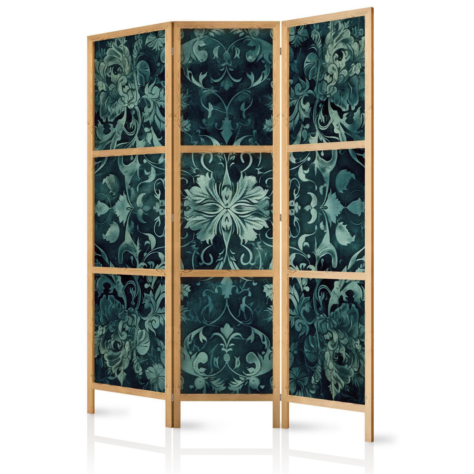 Japanischer Paravent - Oriental Pattern Carpet - Emerald Ornaments and Worn Patterns Artgeist