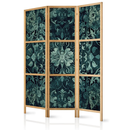 Japanischer Paravent - Oriental Pattern Carpet - Emerald Ornaments and Worn Patterns Artgeist
