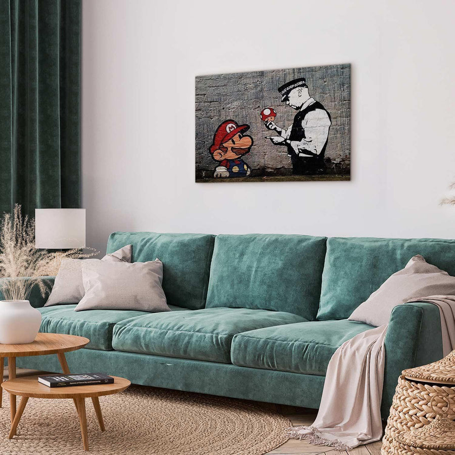 Leinwandbild - Mario and Cop by Banksy Artgeist
