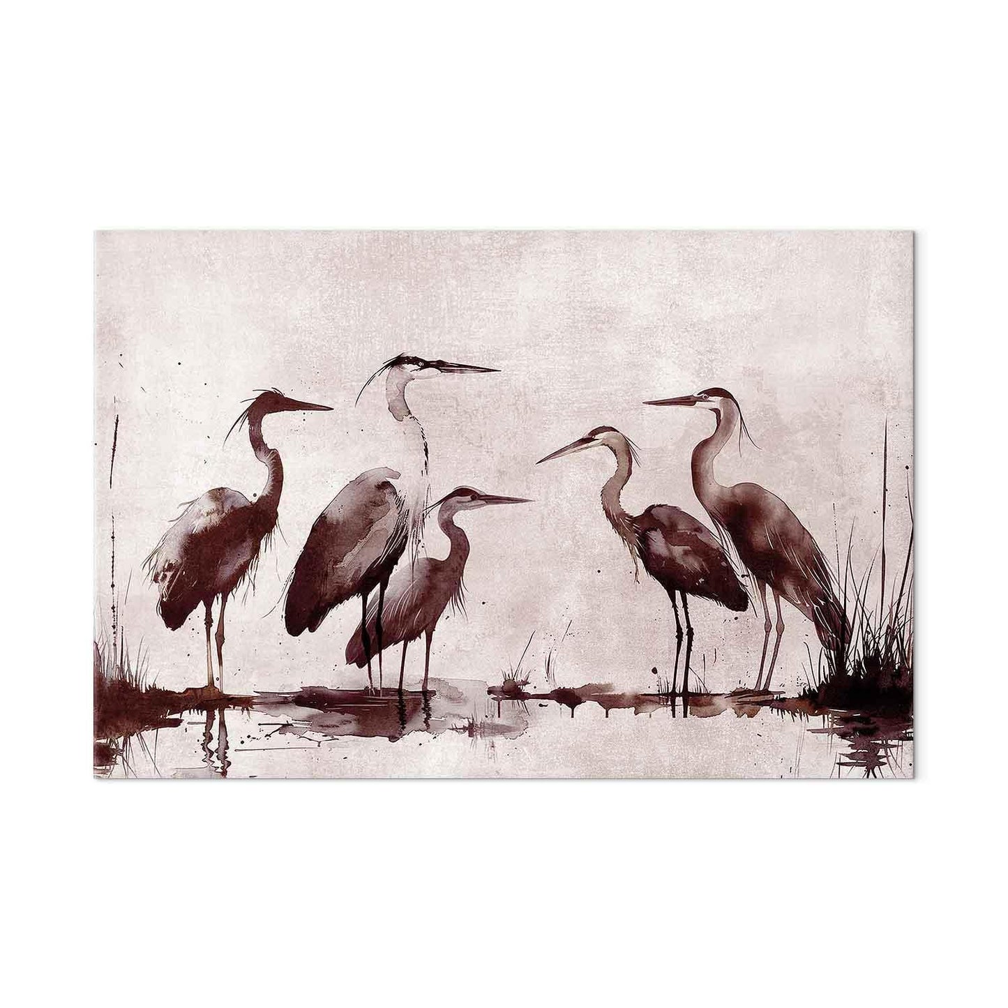 Wandbild XXL - Herons painted with ink
