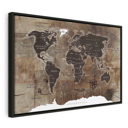 Leinwandbild - World Map: Wooden Mosaic
