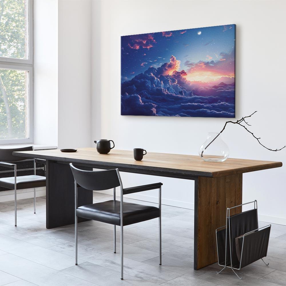 Leinwandbild - Night Concert in the Mountains: Clouds Illuminated by the Last Rays of the Sun