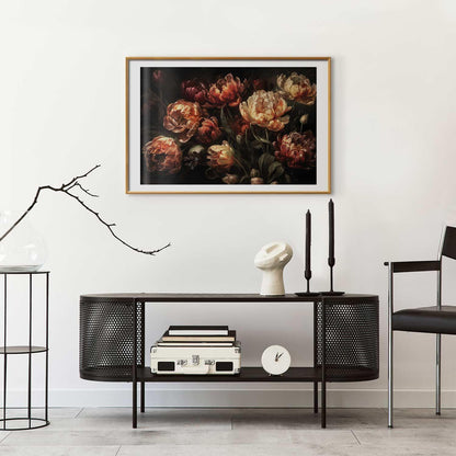 Poster of Blooming Tulips in a stylish living room setting.