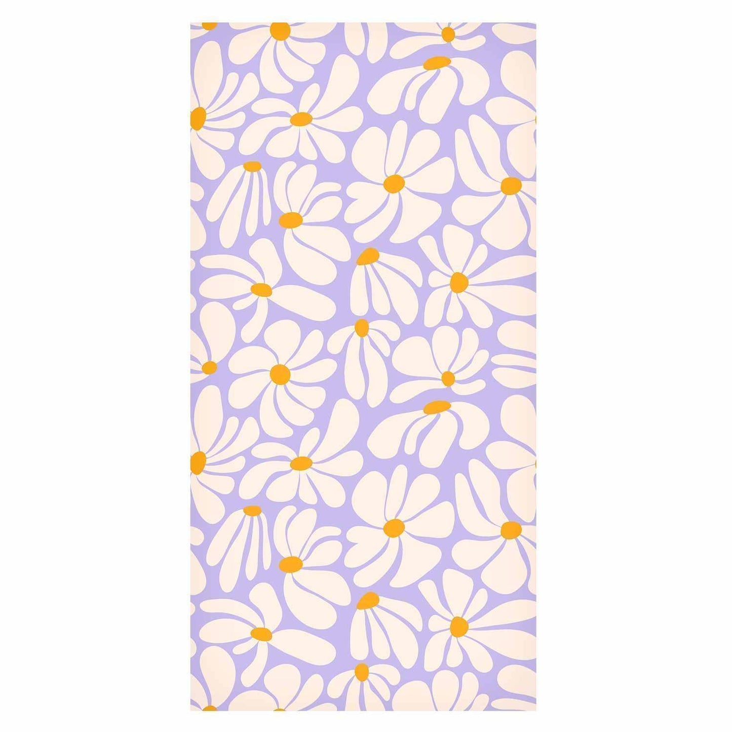 Tapete Cremefarbene Blüten - Zarte Blütenpracht auf sanftem Lila