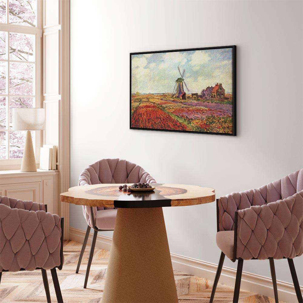 Leinwandbild - Claude Monet – Tulip Fields with Windmill