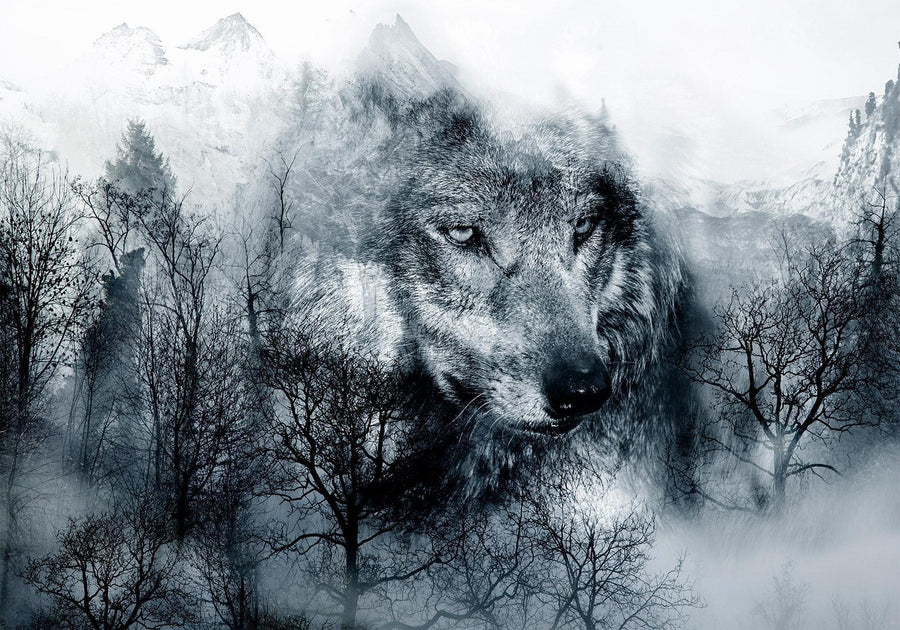 Fototapete - Mountain Predator (Black and White) Artgeist