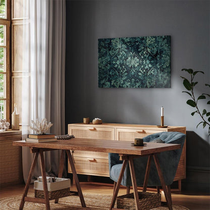 Leinwandbild - Oriental Pattern Carpet: Emerald Ornaments and Worn Patterns