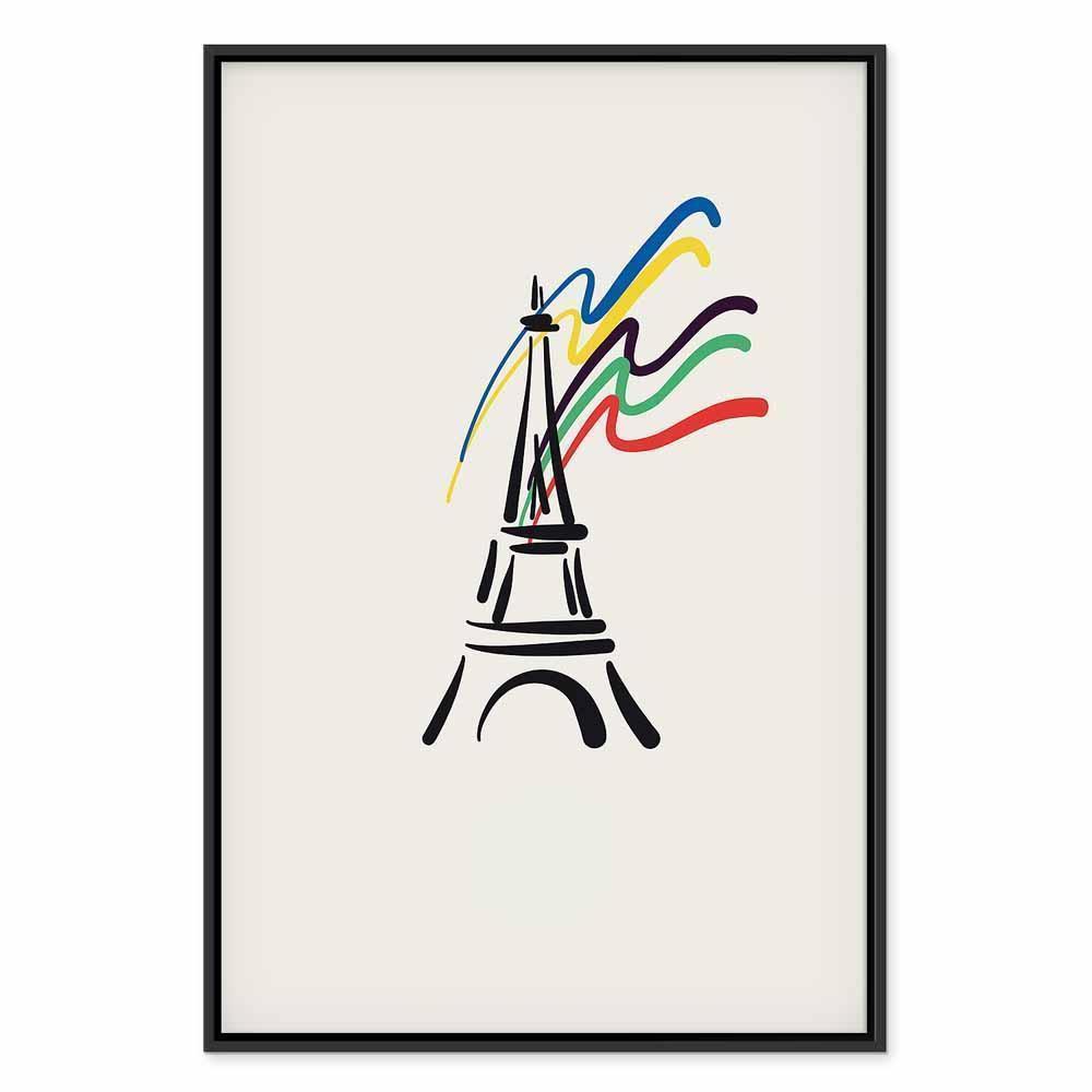 Leinwandbild - Eiffel Tower and Colorful Ribbons
