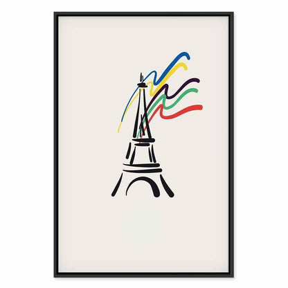 Leinwandbild - Eiffel Tower and Colorful Ribbons