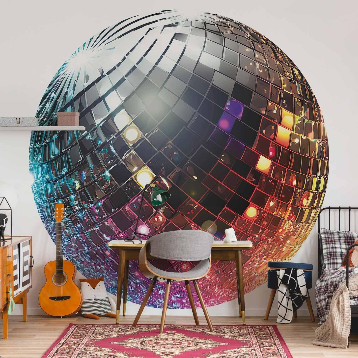 Runde Fototapete - Silver disco ball