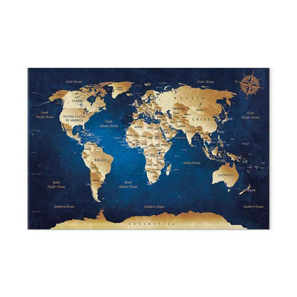 Leinwandbild - World Map: The Dark Blue Depths