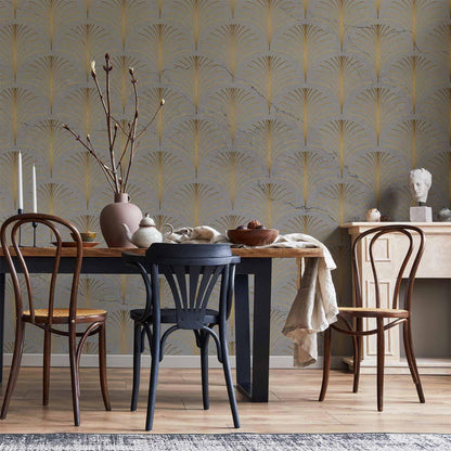 Fototapete - Linear Pattern With Gold