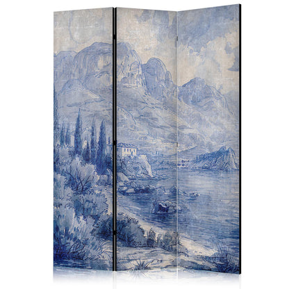 Paravent - Italian Landscape - Lake Como Painted in Shades of Blue Artgeist