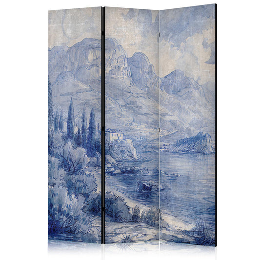 Paravent - Italian Landscape - Lake Como Painted in Shades of Blue Artgeist