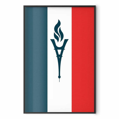 Poster - French Flag with a Torch