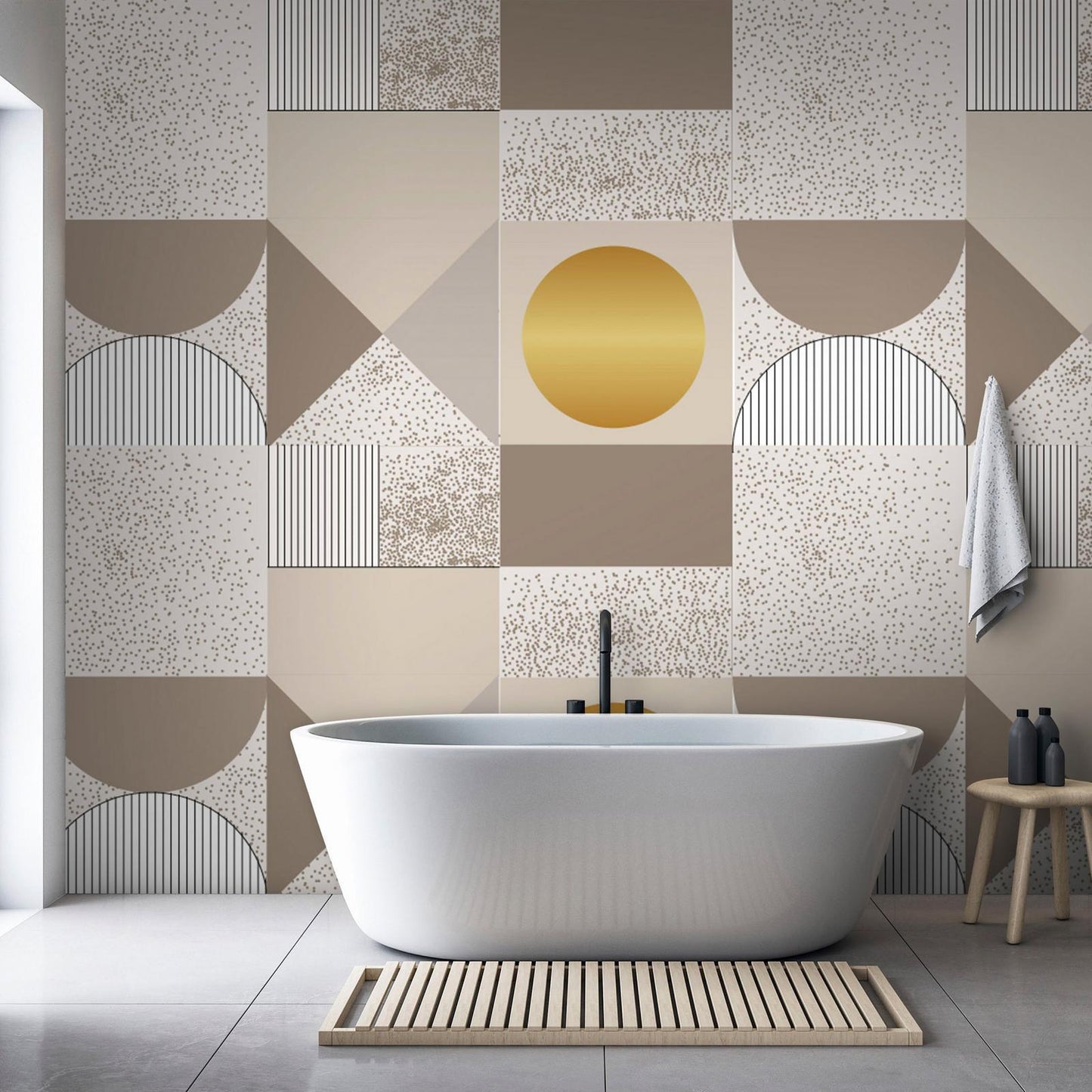 Fototapete - Beige and Gold Geometric Pattern Artgeist