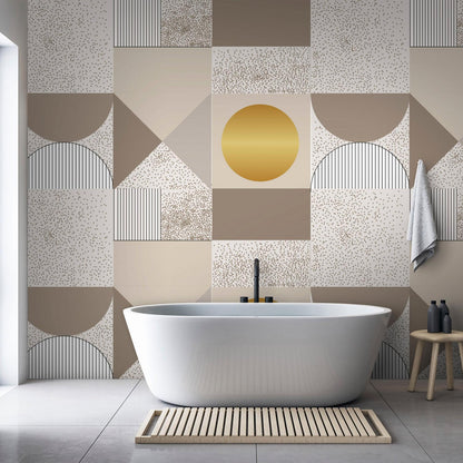 Fototapete - Beige and Gold Geometric Pattern Artgeist