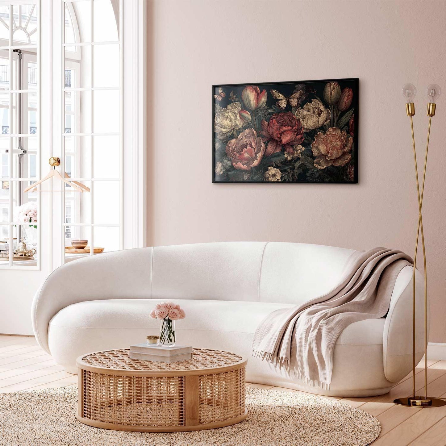 Poster - Flowers on a Turquoise Background Artgeist