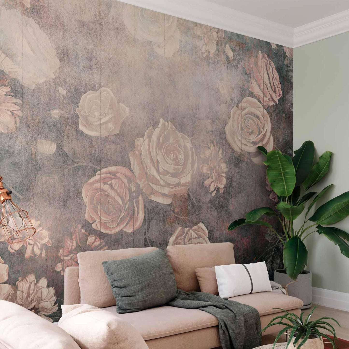 Fototapete - Misty nature - orange flowers on a non-uniformly textured background