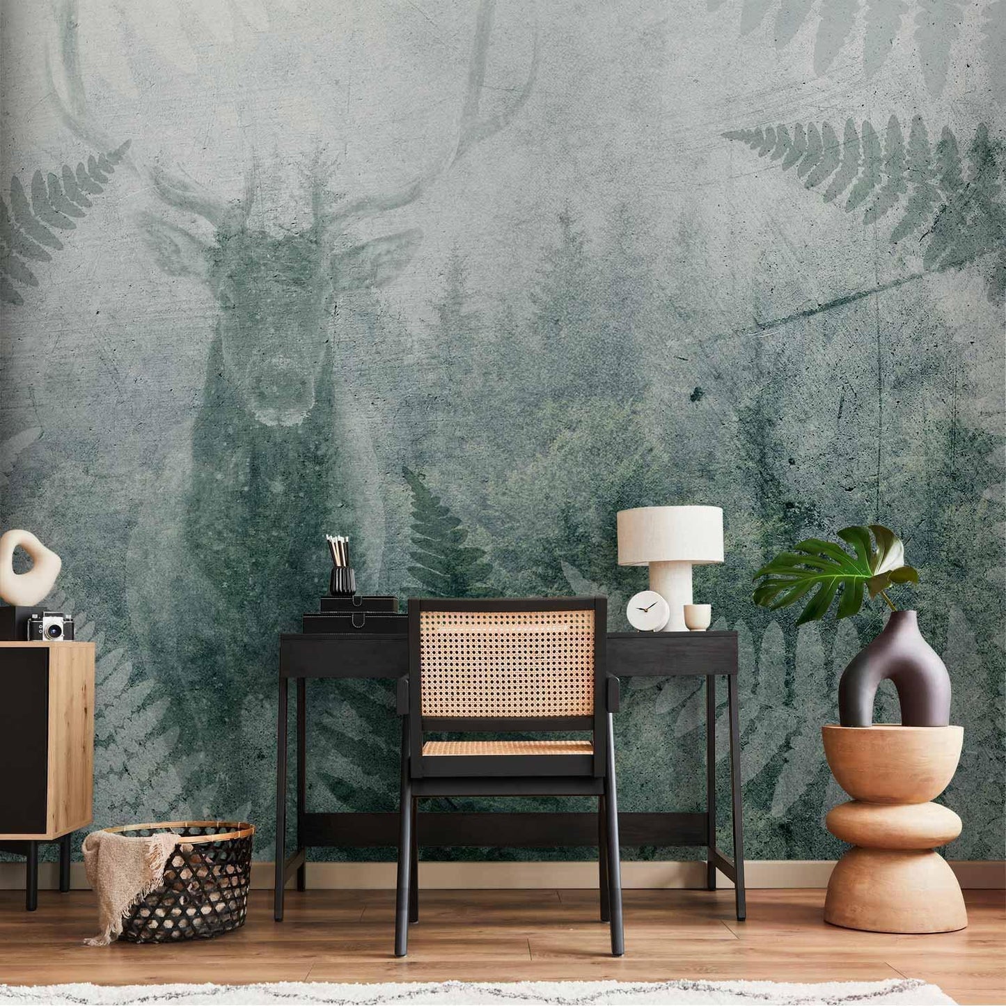 Fototapete - Deer in Ferns - Third Variant