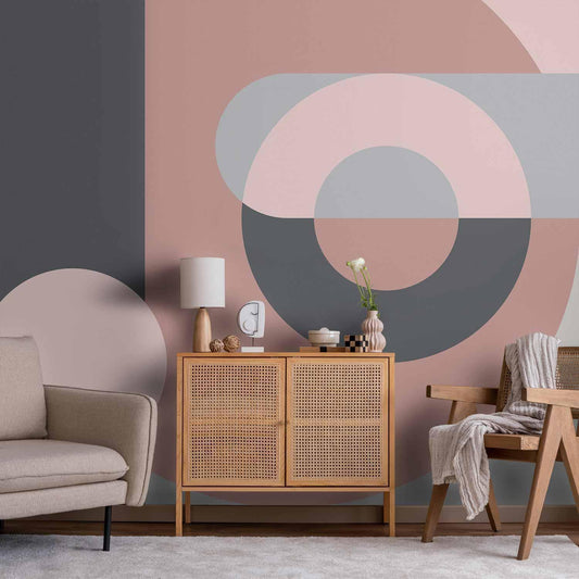 Fototapete Geometric Wreath – Abstrakter Kranz in Rosa