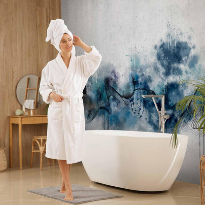 Fototapete - Abstract wave - minimalist composition with blue pattern