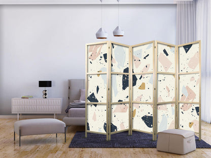 Japanischer Paravent - Terrazzo with Large - Scaled Stones in Muted Colors Artgeist