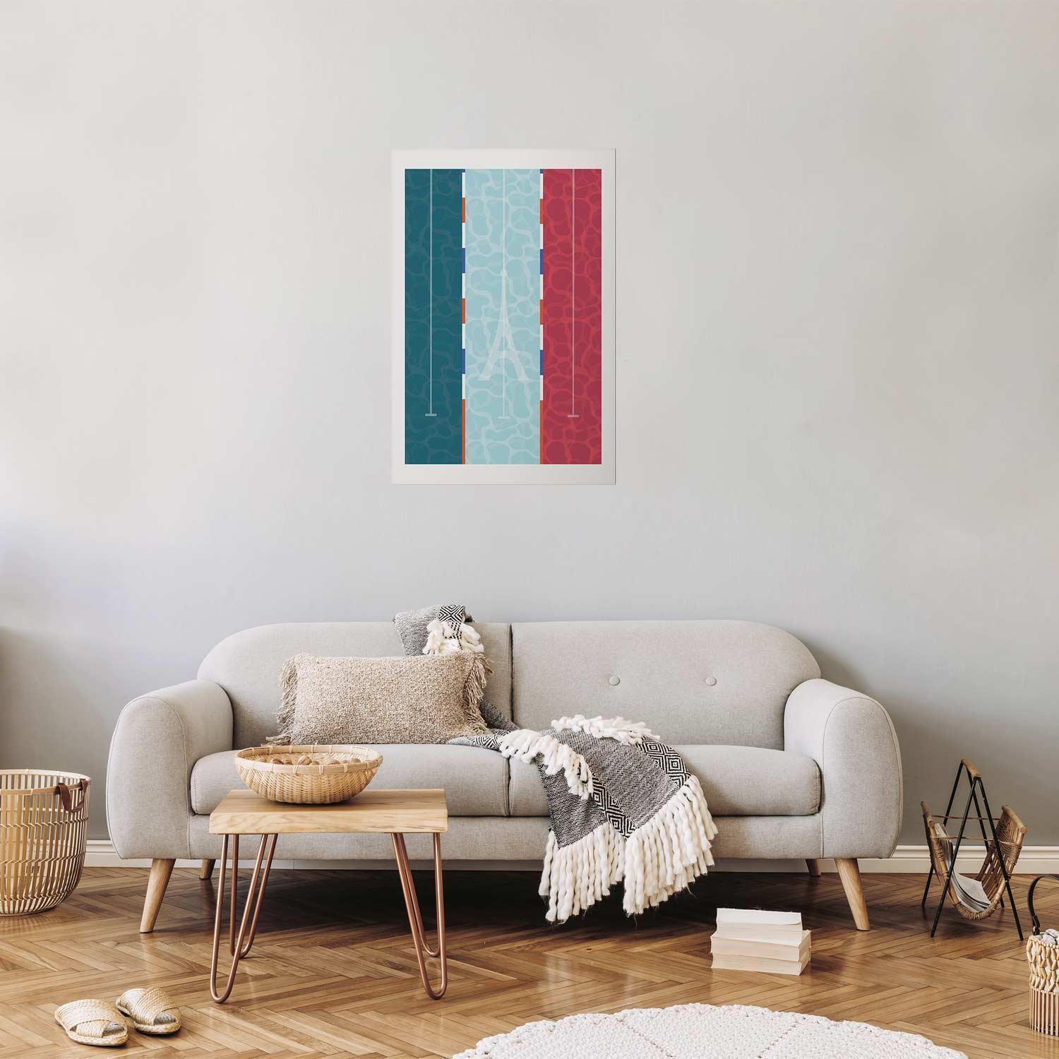 Poster - Illustration of a Pool Against the French Flag Artgeist