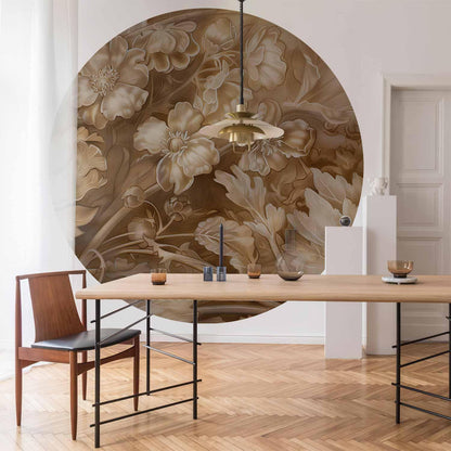 Runde Fototapete - Carved plant and flower ornaments