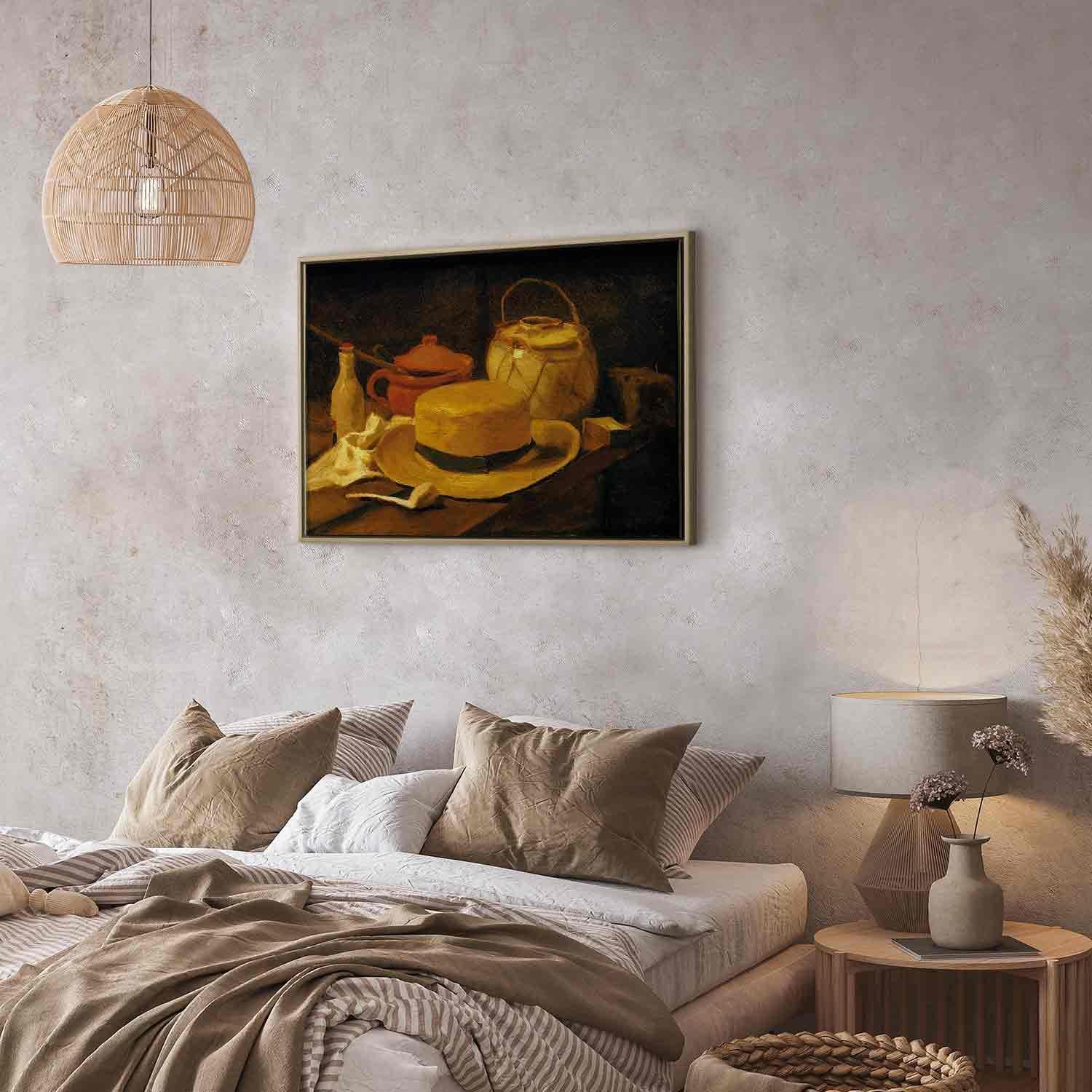Leinwandbild - Still life with yellow straw hat (Vincent Van Gogh) Artgeist