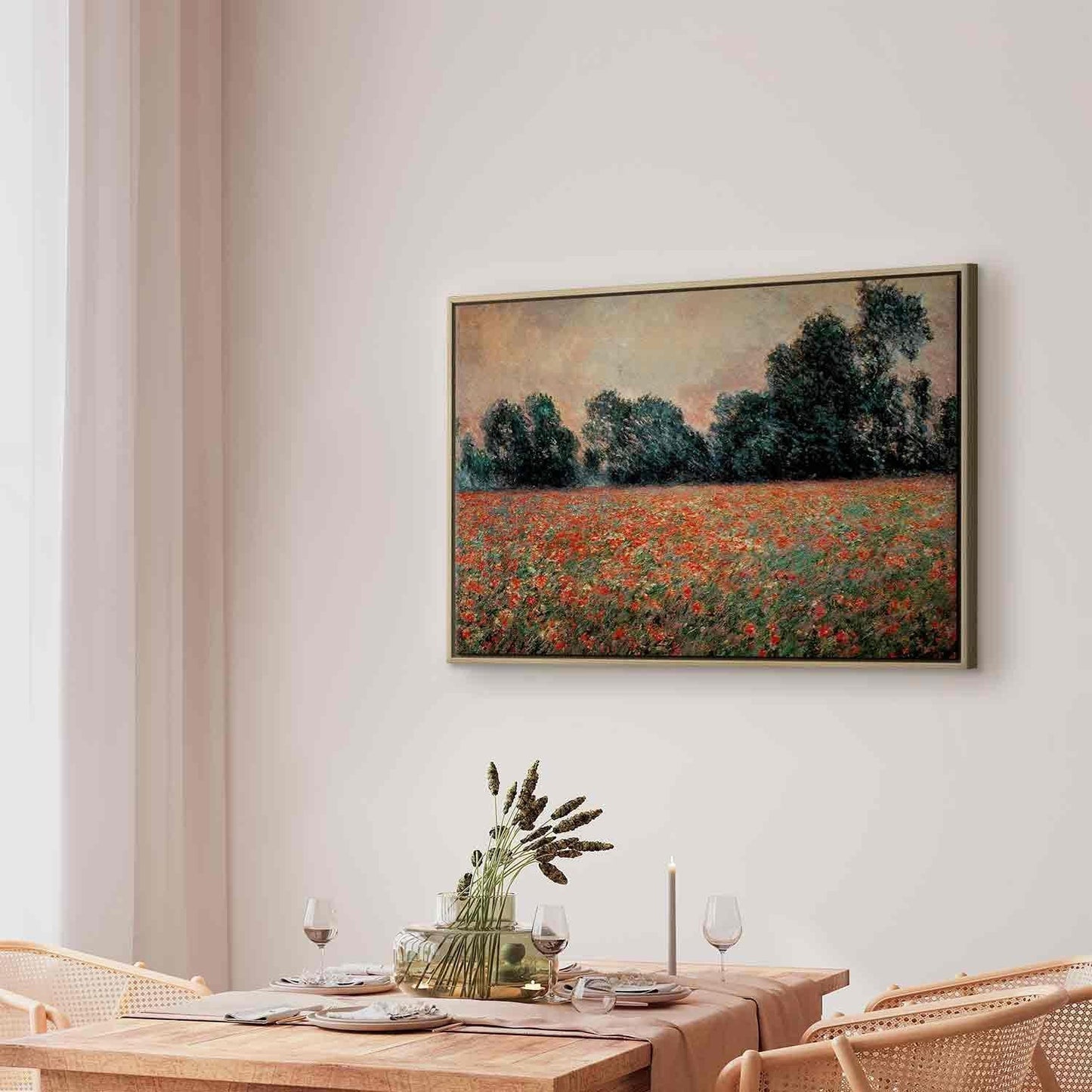 Leinwandbild - Field with wild Poppies (Claude Monet) Artgeist
