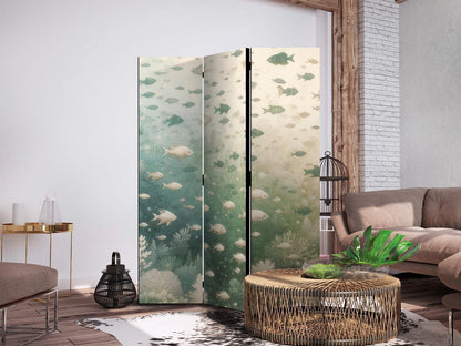 Paravent - Fish and Diverse Vegetation - A Group of Fish in Pastel Muted Colors Among Oceanic Vegetation Artgeist