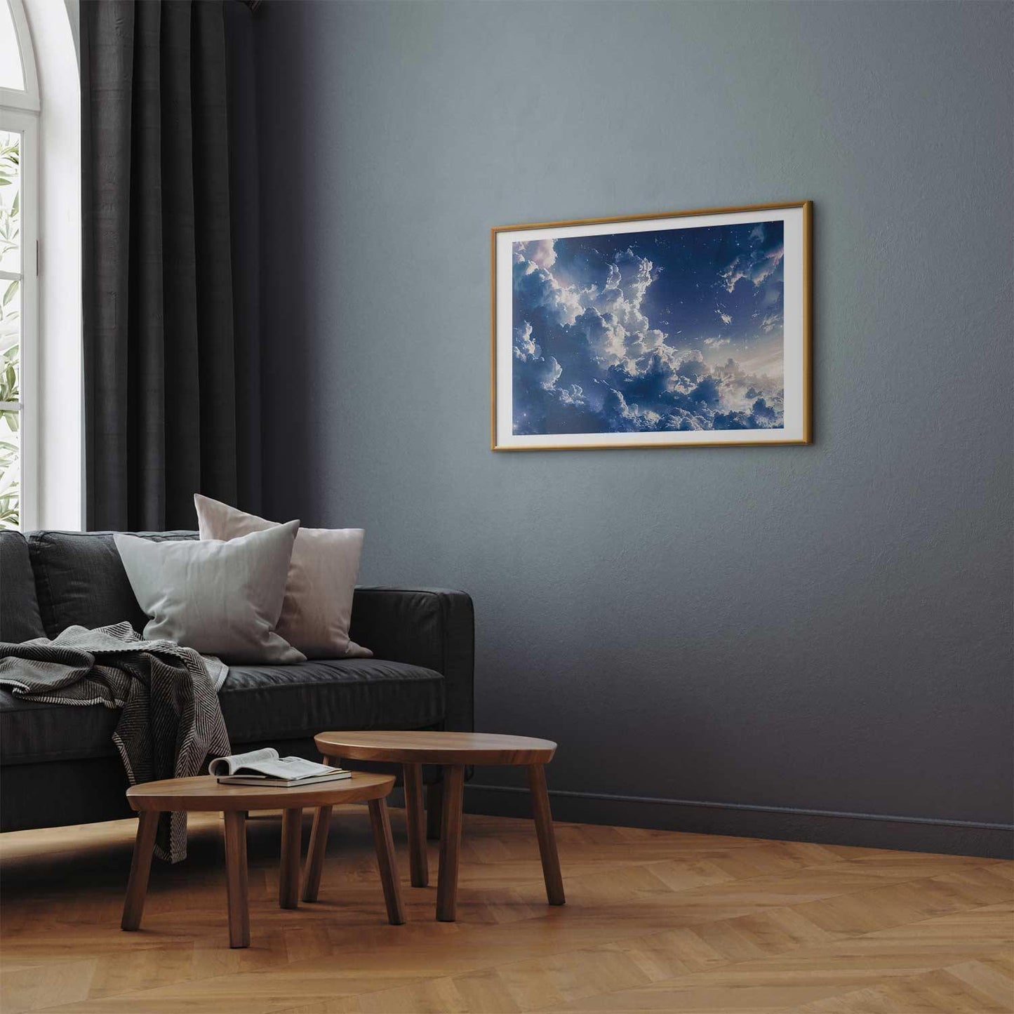 Poster - Starry Clouds and Soft Light Over a Corner of the Sky Artgeist