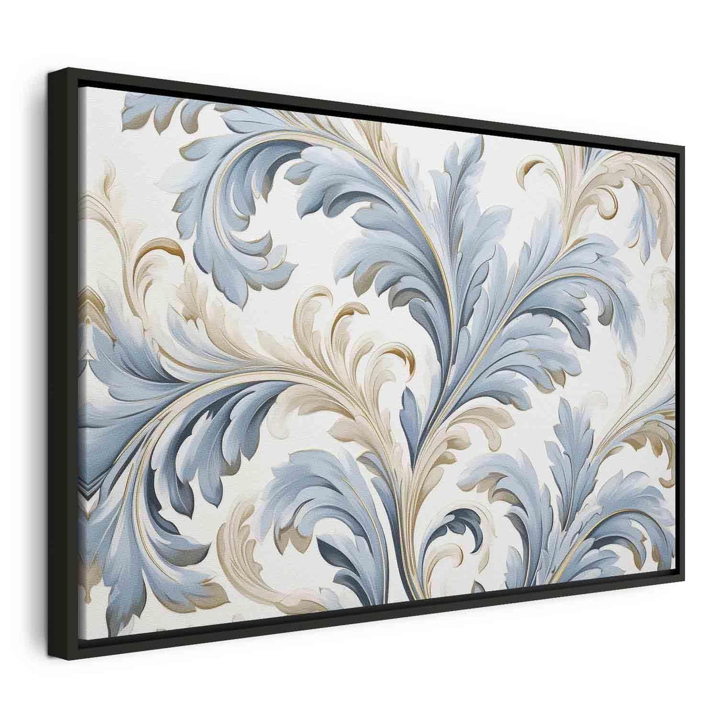 Leinwandbild - Baroque Ornaments in Light Cream-Blue Hues Artgeist