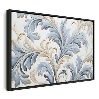 Leinwandbild - Baroque Ornaments in Light Cream-Blue Hues Artgeist