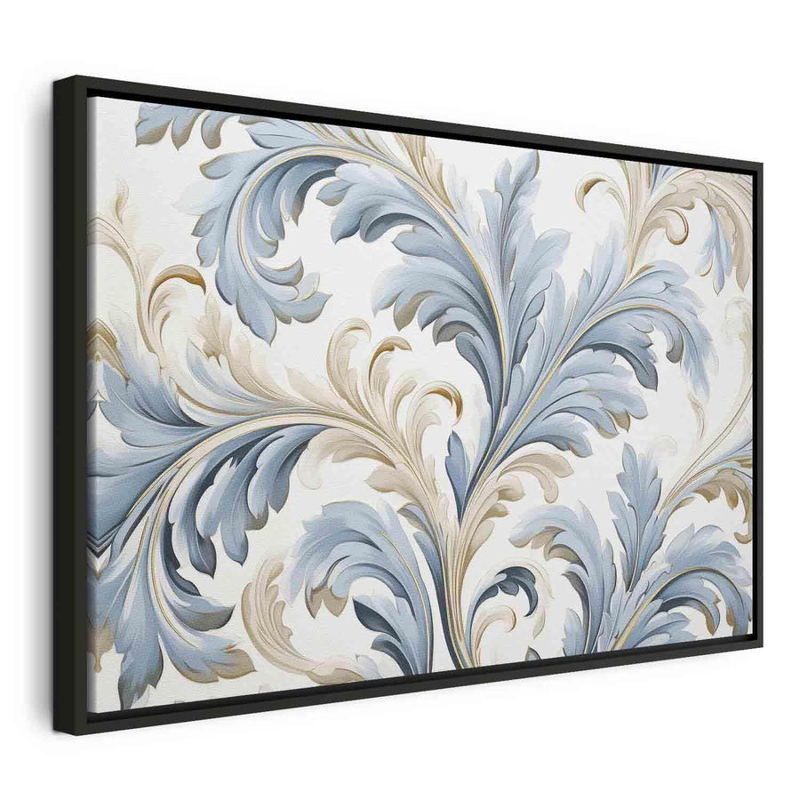 Leinwandbild - Baroque Ornaments in Light Cream-Blue Hues Artgeist