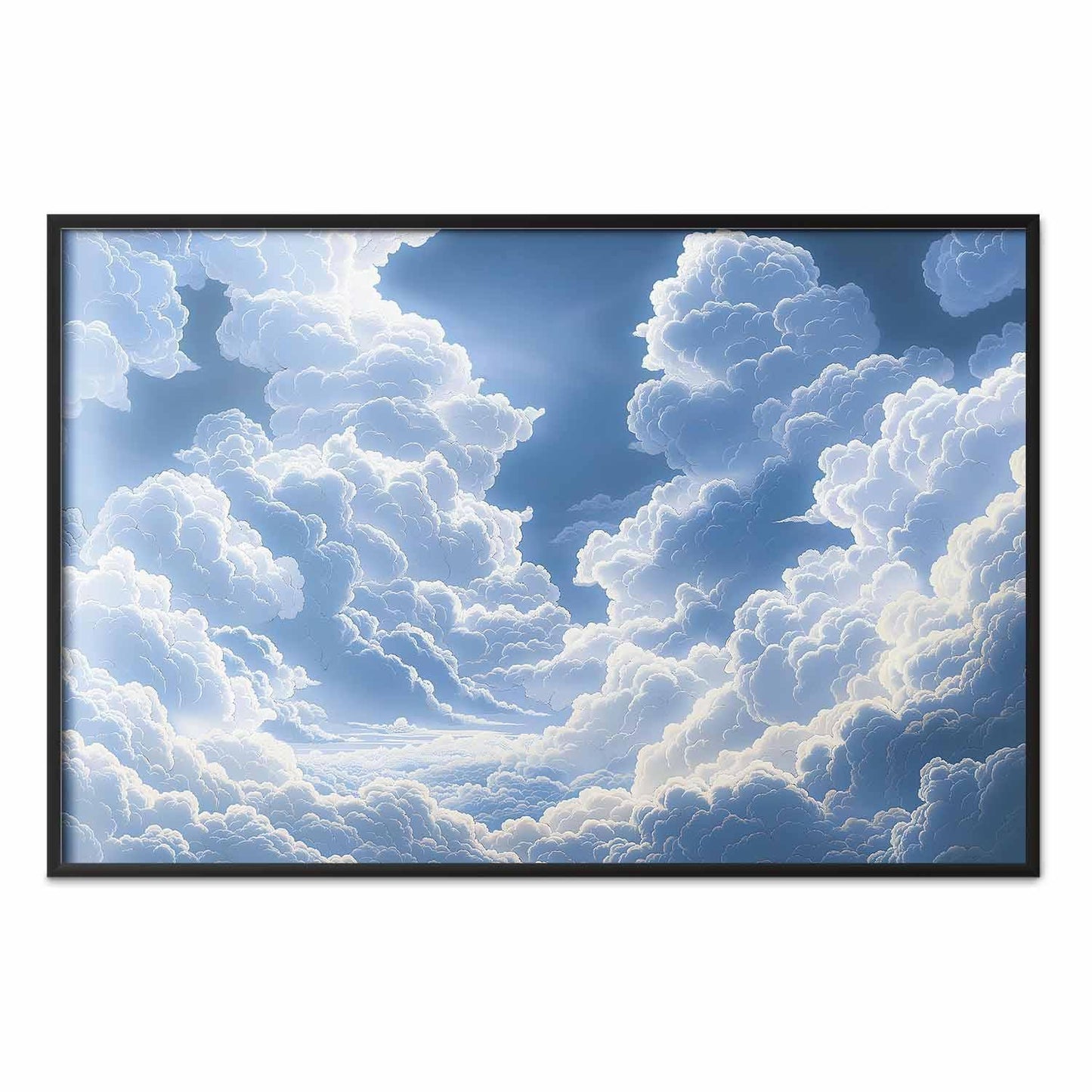 Poster - Blue Sky Breaking Through White, Fluffy Clouds